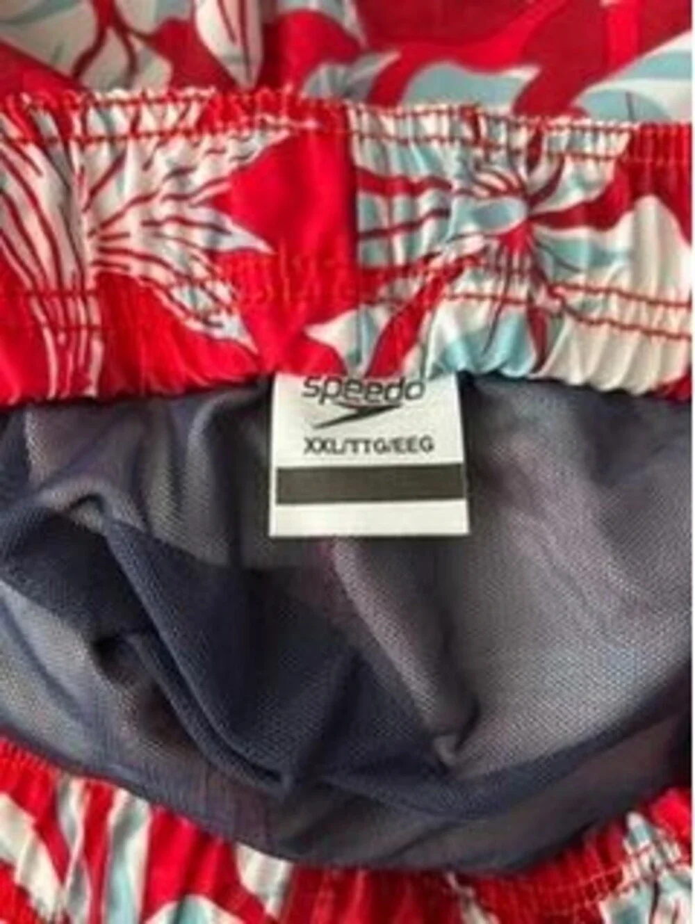 Speedo Swim Trunks Mens XXL Red Floral Hibiscus Board Shorts Mesh Lined